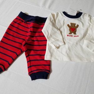 Gymboree 2017 3-6 Month Bear Hug Shirt Striped Pants Outfit NWT Valentines Day
